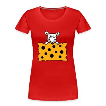 Souris Rat Derrière De Grands Trous Fromage Semble Drôle - T-shirt bio Premium Femme - rouge - Devant - Mia (176cm)