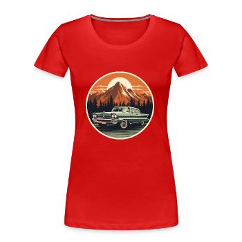 Retro US Car Vintage - Frauen Premium Bio T-Shirt - Rot - Vorne - Mia (176cm)