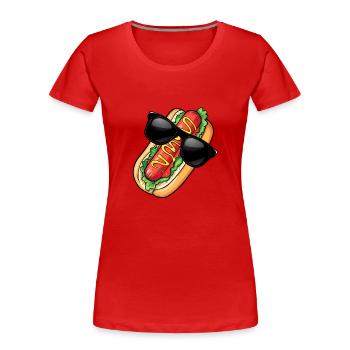 Hot Dog Sonnenbrille - Frauen Premium Bio T-Shirt - Rot - Vorne - Mia (176cm)