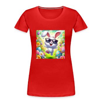 Fröhlicher Osterhase - Frauen Premium Bio T-Shirt - Rot - Vorne - Mia (176cm)