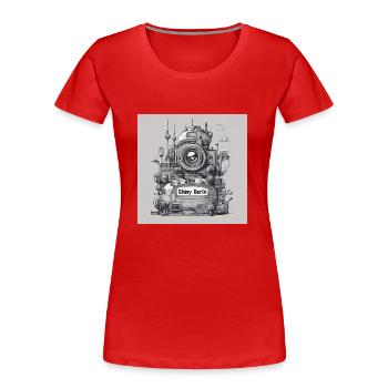 Berlin Planet - Frauen Premium Bio T-Shirt - Rot - Vorne - Mia (176cm)