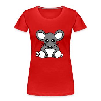 Souris grosse saucisse manger faim saucisse grillades - T-shirt bio Premium Femme - rouge - Devant - Mia (176cm)