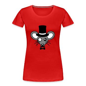 Mr. Mouse Top Hat Monocle Glasses Rich Mr. - Women's Premium Organic T-Shirt - red - Front - Mia (176cm)