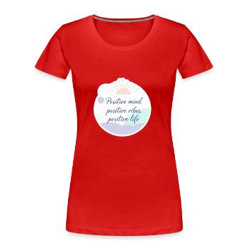 Ondes positives Calmant Esthétique Pleine conscience - T-shirt bio Premium Femme - rouge - Devant - Mia (176cm)