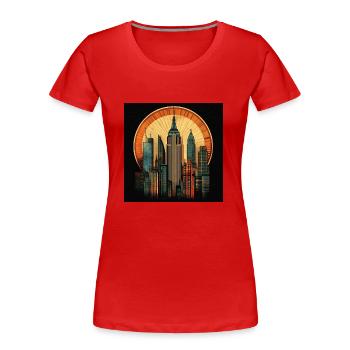 New York Art Deco - Frauen Premium Bio T-Shirt - Rot - Vorne - Mia (176cm)