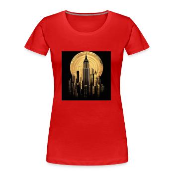New York gold 2 - Frauen Premium Bio T-Shirt - Rot - Vorne - Mia (176cm)
