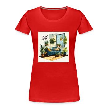 Salon d’amoureux des plantes - T-shirt bio Premium Femme - rouge - Devant - Mia (176cm)