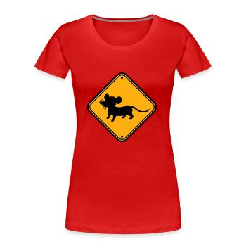 Evil Mouse Shield Warning Caution Caution Danger - Women's Premium Organic T-Shirt - red - Front - Mia (176cm)
