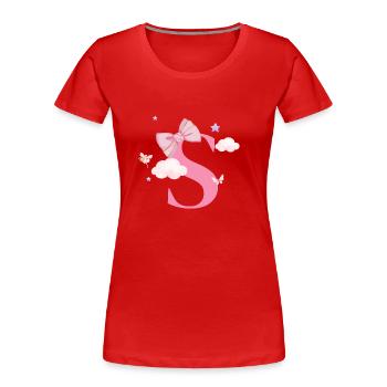 Buchstaben s rosa Wolken - Frauen Premium Bio T-Shirt - Rot - Vorne - Mia (176cm)