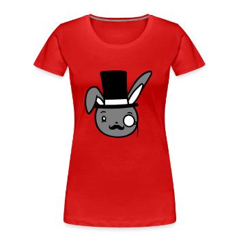 Mr. Bunny Gentleman Chapeau haut de forme Monocle Lunettes - T-shirt bio Premium Femme - rouge - Devant - Mia (176cm)