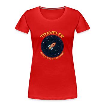 Reisende auf der ganzen Welt - Frauen Premium Bio T-Shirt - Rot - Vorne - Mia (176cm)
