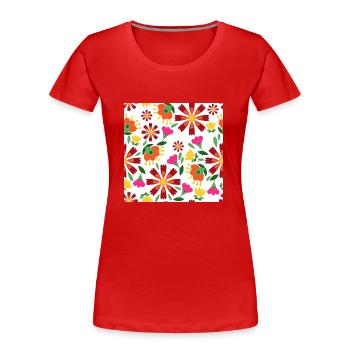 Elegant Floral Art Print - Modern Design - Women's Premium Organic T-Shirt - red - Front - Mia (176cm)