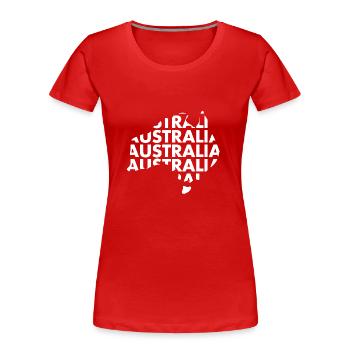 Australia Lettering in Map - Australien Landkarte - Frauen Premium Bio T-Shirt - Rot - Vorne - Mia (176cm)