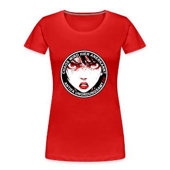 Antifa Unordnungsamt - Frauen Premium Bio T-Shirt - Rot - Vorne - Mia (176cm)