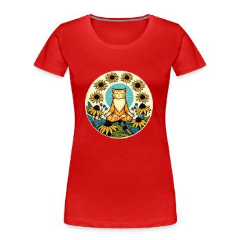 Zen Mode Kitty Cat - T-shirt bio Premium Femme - rouge - Devant - Mia (176cm)