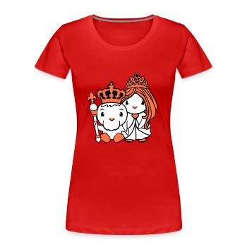 2 Canards Roi Reine Prince Princesse Couple Couronne - T-shirt bio Premium Femme - rouge - Devant - Mia (176cm)