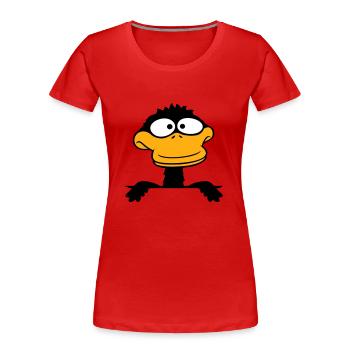 Duck looks funny goofy anxious confused comic - Women's Premium Organic T-Shirt - red - Front - Mia (176cm)