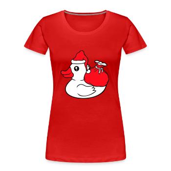 Ente Sack Mütze Weihnachtsmann Weihnachten Advent - Frauen Premium Bio T-Shirt - Rot - Vorne - Mia (176cm)