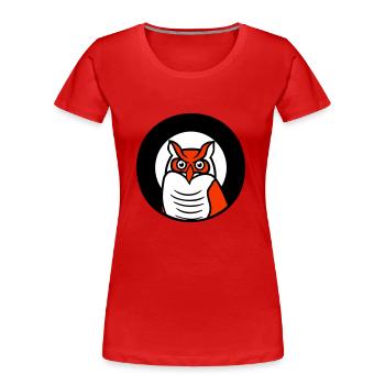 Eule Vogel Uhu Nachtvogel Schleiereule Kauz Comic - Frauen Premium Bio T-Shirt - Rot - Vorne - Mia (176cm)