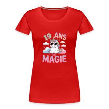 19 ans de magie - T-shirt bio Premium Femme - rouge - Devant - Mia (176cm)