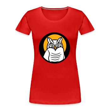 hibou oiseau aigle hibou soleil lune nuit pleine lune rond logo - T-shirt bio Premium Femme - rouge - Devant - Mia (176cm)