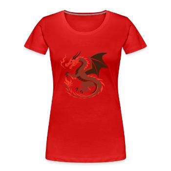 Roter Drache - Fantasy Kunst - Frauen Premium Bio T-Shirt - Rot - Vorne - Mia (176cm)