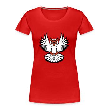 Eule Vogel Uhu Nachtvogel Schleiereule fliegt Cool - Frauen Premium Bio T-Shirt - Rot - Vorne - Mia (176cm)