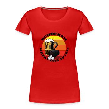 Schocken heißt das Spiel - Frauen Premium Bio T-Shirt - Rot - Vorne - Mia (176cm)