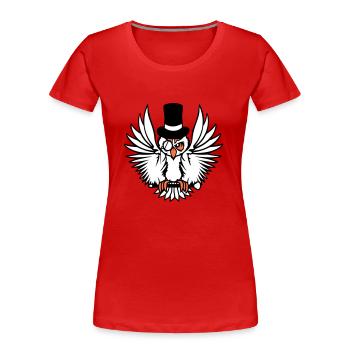 Sir Owl Top Hat Monocle Glasses Rich Mr. - Women's Premium Organic T-Shirt - red - Front - Mia (176cm)