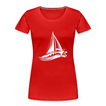 Voiles et vagues La magie des bateaux pour les rêveurs d’eau - T-shirt bio Premium Femme - rouge - Devant - Mia (176cm)