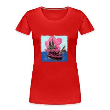 kölner dom,dom,koeln,herzen,malerei,pastell - Frauen Premium Bio T-Shirt - Rot - Vorne - Mia (176cm)
