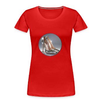 highheels,pailletten,silber,schuhe,glitzer,glamour - Frauen Premium Bio T-Shirt - Rot - Vorne - Mia (176cm)
