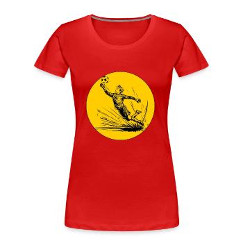 Torwart (schwarz-gelb) - Frauen Premium Bio T-Shirt - Rot - Vorne - Mia (176cm)