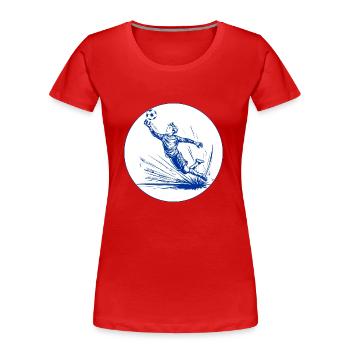 Torwart (blau-weiß) - Frauen Premium Bio T-Shirt - Rot - Vorne - Mia (176cm)