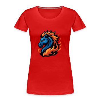Cheval – Sabot de tonnerre | Mascotte du zodiaque urbain - T-shirt bio Premium Femme - rouge - Devant - Mia (176cm)