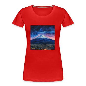 Nuit étoilée sur le Fuji - T-shirt bio Premium Femme - rouge - Devant - Mia (176cm)