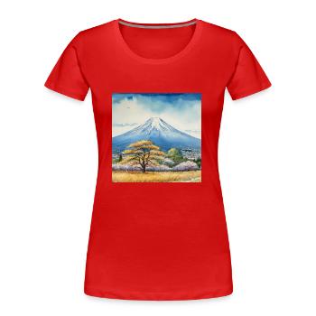 Vue printanière du Fuji - T-shirt bio Premium Femme - rouge - Devant - Mia (176cm)