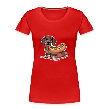 Hot Dog Dog - Frauen Premium Bio T-Shirt - Rot - Vorne - Mia (176cm)