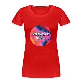 POTSitive Vibes Ondes de fond colorées - T-shirt bio Premium Femme - rouge - Devant - Mia (176cm)