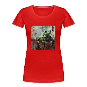 Graffiti Frosch grün Rost Metall urban Streetart - Frauen Premium Bio T-Shirt - Rot - Vorne - Mia (176cm)