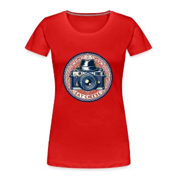 Say Cheese - Klick mit Stil - Frauen Premium Bio T-Shirt - Rot - Vorne - Mia (176cm)