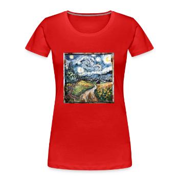 Graffiti Landscape Fields Rust Metal Urban - Women's Premium Organic T-Shirt - red - Front - Mia (176cm)
