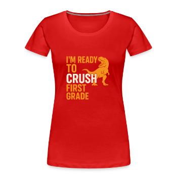 Schulanfang - Frauen Premium Bio T-Shirt - Rot - Vorne - Mia (176cm)