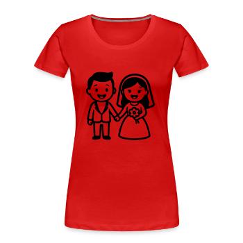 Hochzeitspaar Ehepaar - Frauen Premium Bio T-Shirt - Rot - Vorne - Mia (176cm)