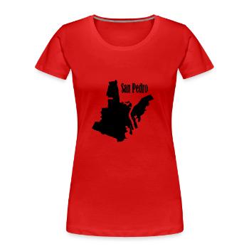 San Pedro L.A. Weiß - Frauen Premium Bio T-Shirt - Rot - Vorne - Mia (176cm)
