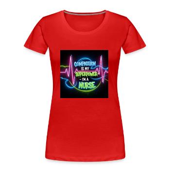 Nurse off Duty Designs - Frauen Premium Bio T-Shirt - Rot - Vorne - Mia (176cm)