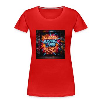 Nurse lieblingsshirt - Frauen Premium Bio T-Shirt - Rot - Vorne - Mia (176cm)