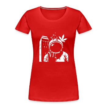 Austronaut Wasserturm und Hanf Weiß Transparent - Frauen Premium Bio T-Shirt - Rot - Vorne - Mia (176cm)