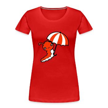 Fliegende Raupe Regenschirm Himmel Windig Urlaub - Frauen Premium Bio T-Shirt - Rot - Vorne - Mia (176cm)