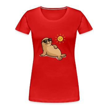 seehund sonnenbrille - Frauen Premium Bio T-Shirt - Rot - Vorne - Mia (176cm)